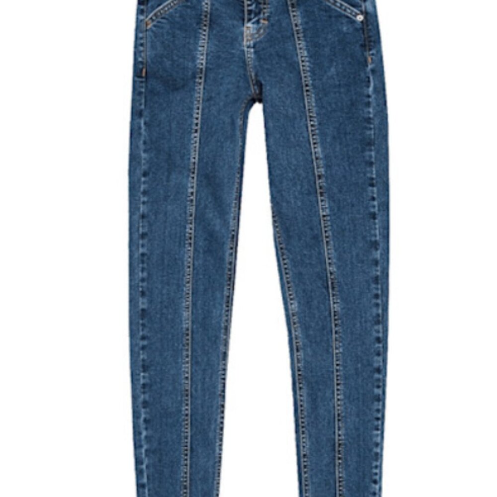 Topshop Mid Blue Panel Ankle Jaime Jeans - Size - 8